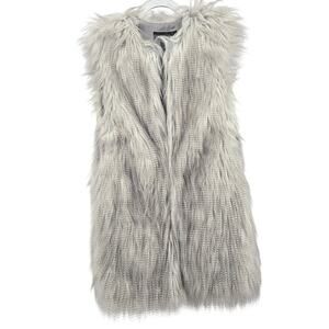 Brandon Thomas Grey Faux Fur Vest Size SM Glam Lux Winter Indie Chic Y2K